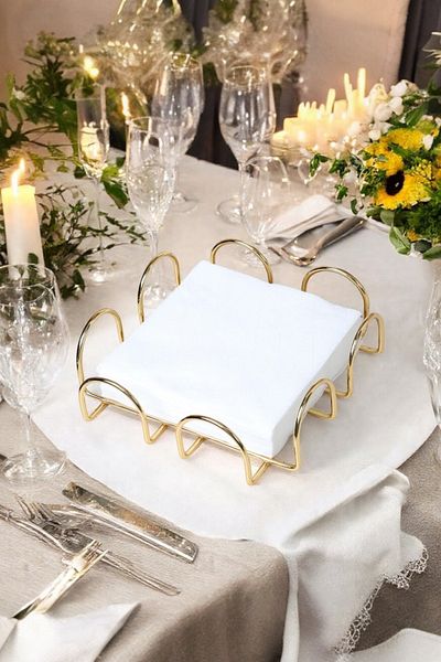 suvira Gold Metal Stainless Napkin Holder, Napkin Organizer