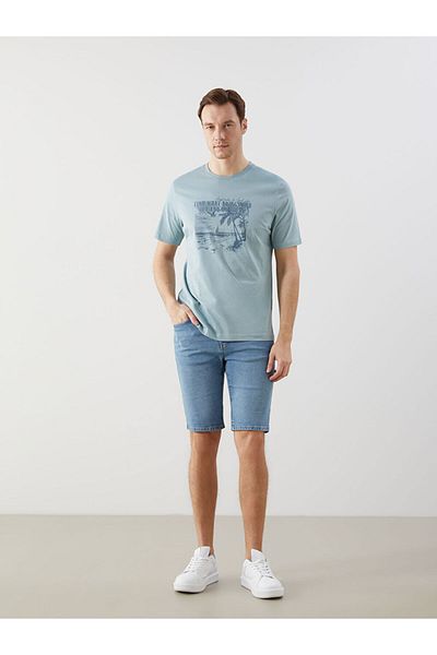 LC Waikiki Ανδρικό μπλουζάκι LCW Crew Neck με εμπριμέ χτενισμένο βαμβάκι