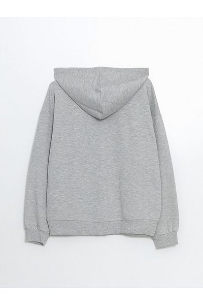 LC Waikiki Lcwaikiki Classic Gray Hooded Oversize Women's Zippered Sweatshirt