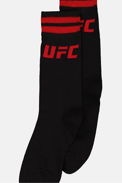 UFC Men 3 Pairs Brand Logo Long Sport Socks, Black