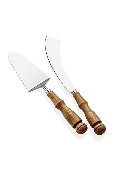 RİVO HOME DECOR Woody Cake Serving Set 2 Pieces