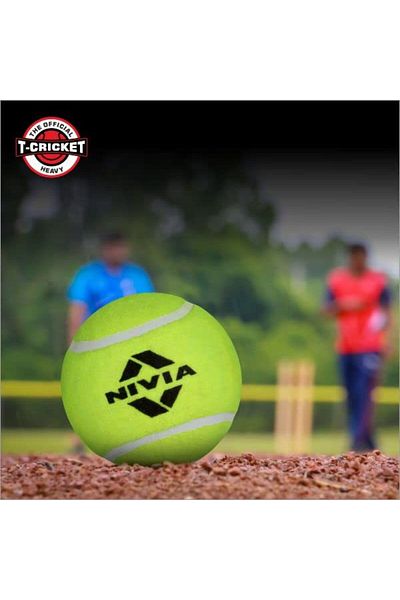 Nivia Cricket Tennis Ball | Yellow | Standard | Rubber | Pack of 12 | 80 Grams | Lightweight | Durable