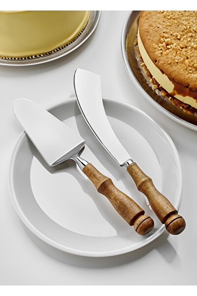 RİVO HOME DECOR Woody Cake Serving Set 2 Pieces