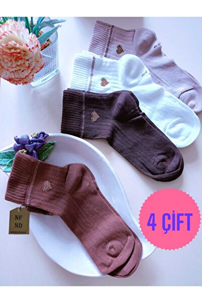 ENEFENDİ 4 чифта сърцевидни ароматизирани къси чорапи от ликра без шевове, па...