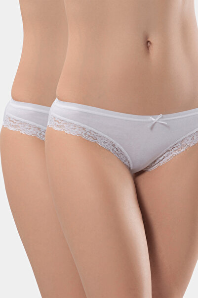 TÜREN Bikini cu volane din lycra pentru femei (pachet de 2) 238/alb