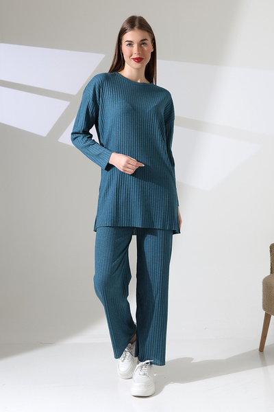 ensade Blouse Pants Suit with Side Slits