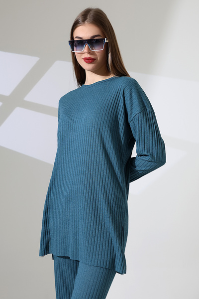 ensade Blouse Pants Suit with Side Slits