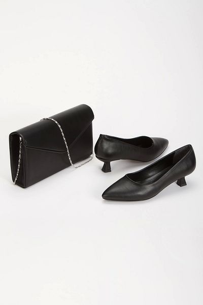 GULT Women's Black Skin Stiletto Mode & Bag Set