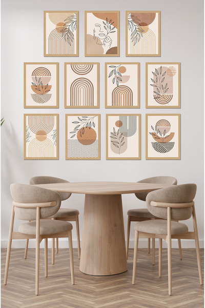 kutuTR Dekorize Mdf 11 Parça 3 mm Çerçeve Görünümlü Salon ve Oda için Bohem  Tablo Seti 4