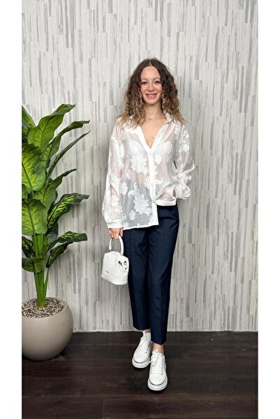 UTAB Beyaz Renk Jakarlı Gömlek STD