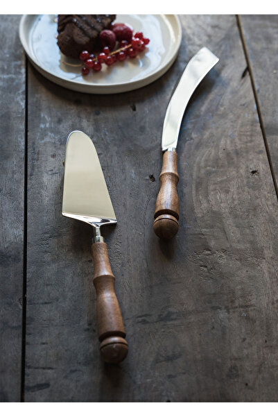 RİVO HOME DECOR Woody Cake Serving Set 2 Pieces