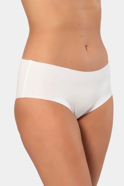 TÜREN Women's Laser Cut Cotton Hipster Panties 910/White