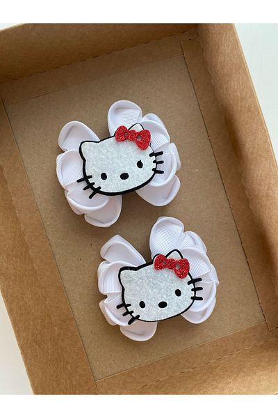 Hello Kitty Λευκή πόρπη Hello Kitty 2 τεμαχίων