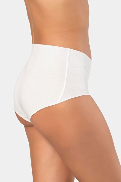 TÜREN Women's Laser Cut Cotton High Waist Hipster Panties 911/White