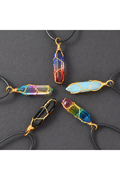 Choice مجموعة من 5 قطع بألوان مختلفة 60 سم - 5 قطع/مجموعة قلادة يدوية الصنع ط...