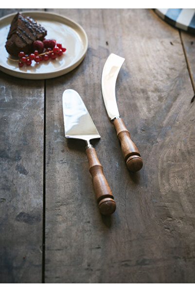 RİVO HOME DECOR Woody Cake Serving Set 2 Pieces