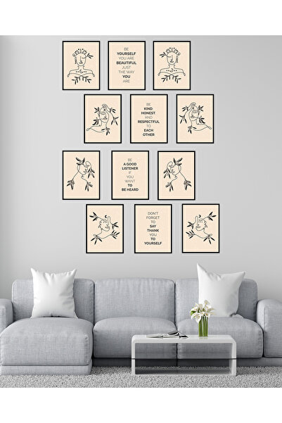 kutuTR Dekorize Mdf Tablo Seti 12 Parça 3 mm - Bohem Salon Oturma Yatak Odası...