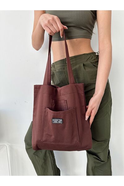 KIRASE Geantă de mână și de umăr din pânză model Trend pentru femei