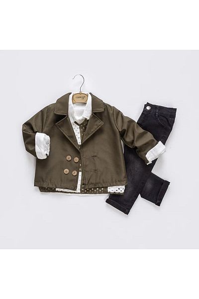 Tk Tela Kids Men's Baby Boy Suit Four-Piece Shirt Raincoat Overcoat
