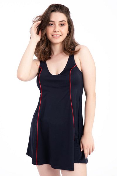 Pemilo Women's 550 Striped Dress Swimsuit Navy Blue