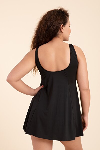 Pemilo Large Size Black Strap Skirt Dress Swimsuit