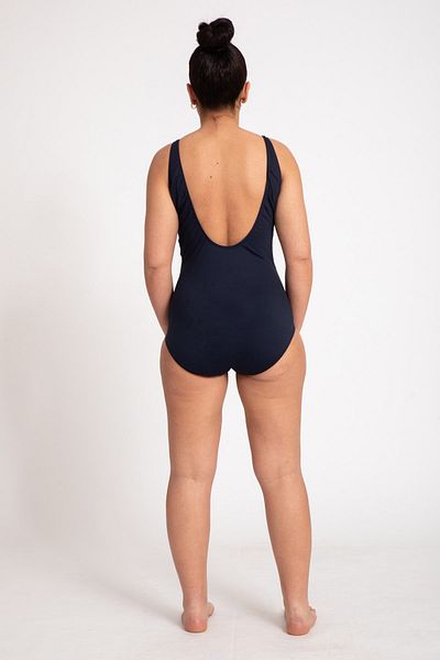Pemilo Women's 675 Plus Size Straight Strap Swimsuit Navy Blue