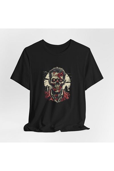 IVART Green Single Zombie Printed -unisex -100% βαμβακερό μαύρο μπλουζάκι με κοντό μανίκι