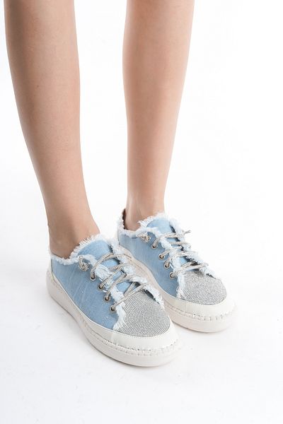 MORIA SHOES Pantofi de damă Cirena din denim albastru din stofă Stone