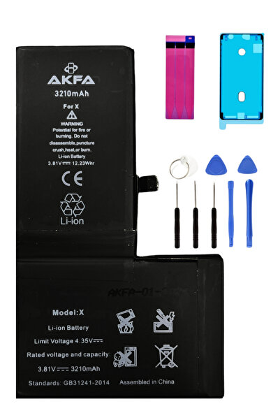 Akfa nano Apple Iphone X  Uyumlu %40 Güçlendirilmiş Telefon Bataryası 3190 mA...