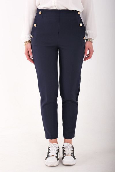 Blues Outlet Women's Pocket Tie-Navy Blue Trousers-Navy Blue