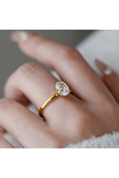 Choice 5 خواتم خطوبة ذهبية من الفضة الإسترلينية عيار 925، عيار 1 قيراط، مرصعة بحجر الزركونيا المكعب، عيار 1-3 قيراط، بتصميم بيضاوي