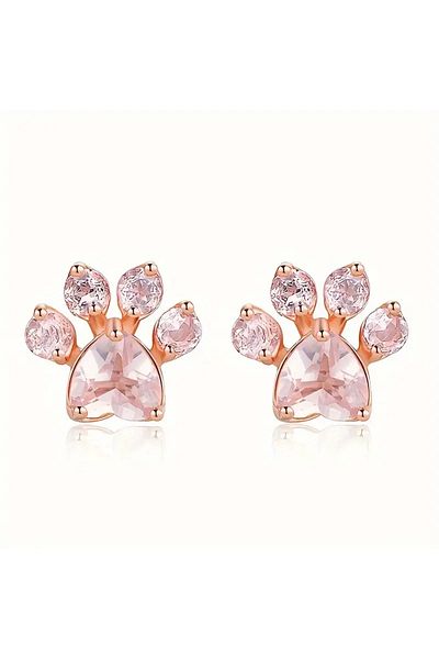 Eva Flore Pink Cat Paw Nails Earrings