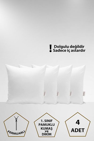 Ladylina Home 4-Piece Throw Pillow Inner Liner, Cotton Throw Pillow Mitil, Throw Pillow Mattress, Pillow Case (35X45-45X45-50X50)