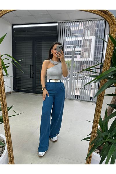 caddstore Gk Wool Effect Blue Trousers