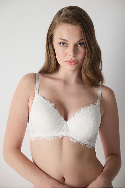 Magic Form 2671 Model Women's Lace Extra Padded Bra - Ecru