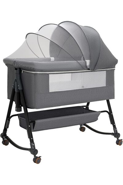 RMOUTF 6 Kademeli Yükseklik Ayarlı Bebek Beşiği Katlanabilir, Sallanabilir, Taşınabilir