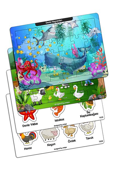 kutuTR Bulfak Series - Sea & Farm Animals Puzzle Set 2+2 Y2+2M1