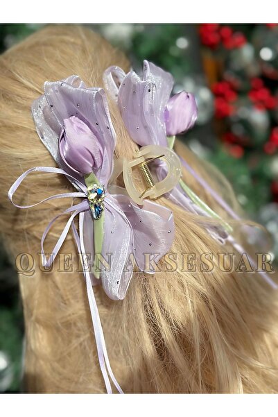 QUEEN AKSESUAR Трендова каменючка з тюльпановим квіткою - лілового/фіолетовог...