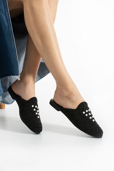 Moda Devrin Γυναικείες παντόφλες Black Pointed Pearl Παντόφλες εξωτερικού χώρου και σπιτιού