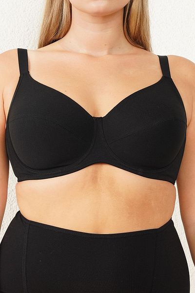 Magic Form 6838 Women's Combed Cotton Unassisted Underwire Gathering Bra-Black