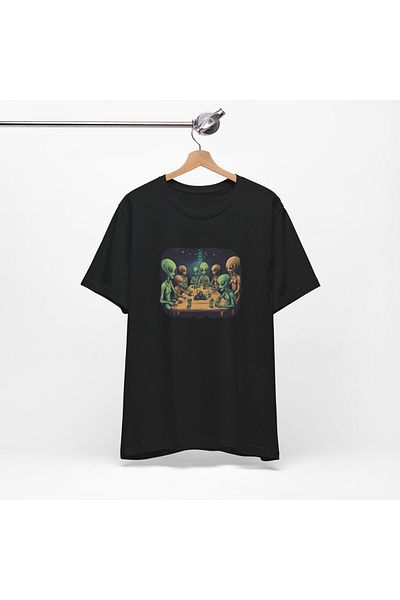 IVART Alcoholic Aliens Meeting Printed -unisex -100% βαμβακερό κοντομάνικο μπλουζάκι με κοντό μανίκι