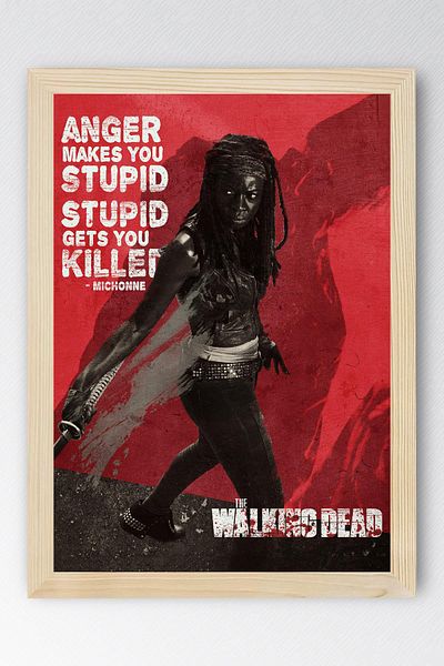 Saturn The Walking Dead Michonne Framed Painting - Tv Series Poster Painting