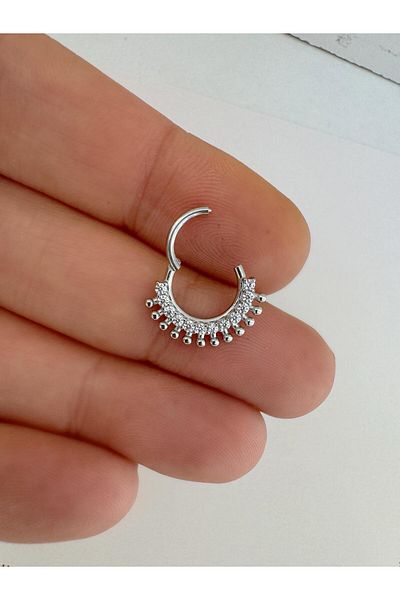 Arescollection التيتانيوم الزركون حجر Daith الحاجز الدائري ثقب 1 قطعة