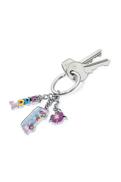 Troika Vw Flower - Love Themed Shiny Chrome Plated Keychain