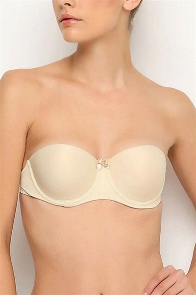 Nurteks 1505 Women's Straps and Back Sheer Push-Up Strapless Bra-Nude