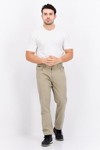 Henleys Men Regular Fit 30 Inseam Plain Chino Pants, Stone