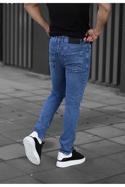 Lina Jean Ανδρικό μπλε slim fit Lycra Stretchy Jeans Ανδρικό τζιν παντελόνι