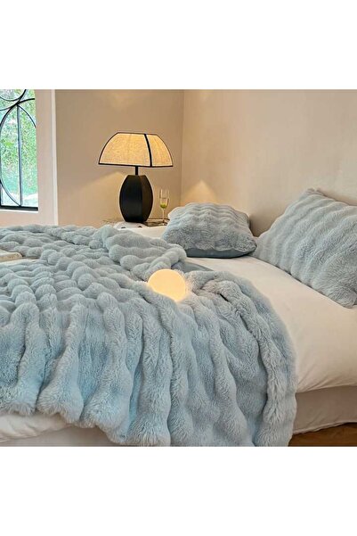 BALADI HOME Light Gray 3 Piece Double Rabbit Plush Bed Cover Set Quality