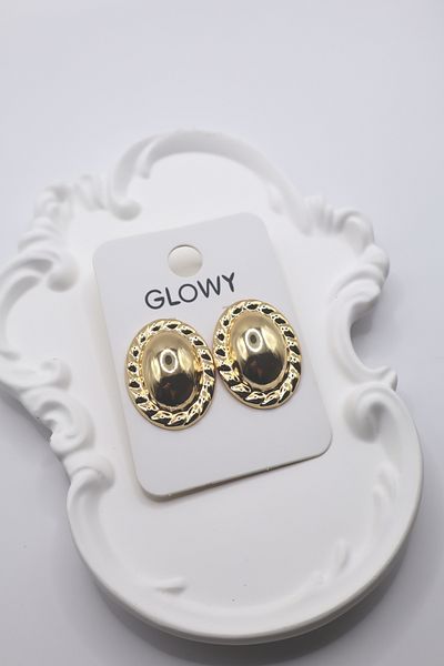 DEMOKAN Women's Earrings Twist Edge Oval Earrings