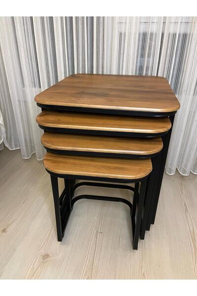 Home betahoms mebran tabla dörtlü tekerlekli cay sehpası zigon cay seti takımı